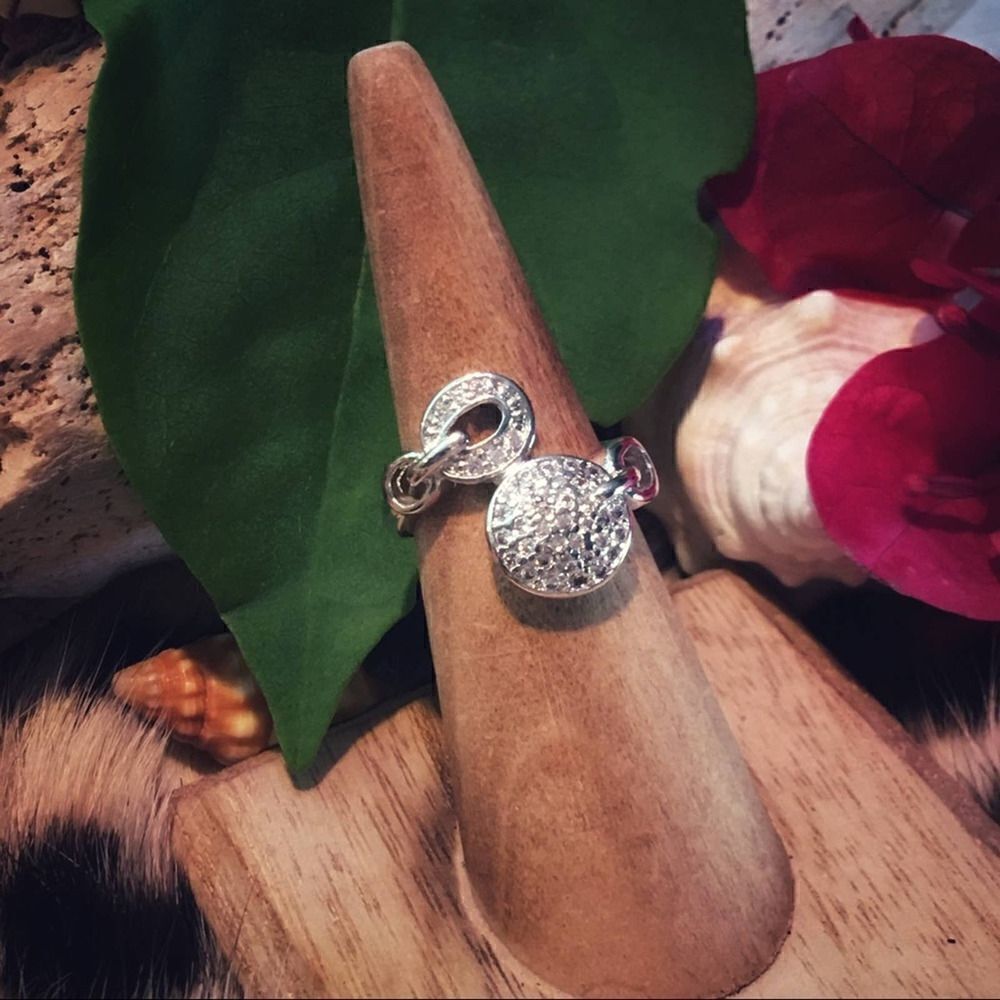 Brass and Rhodium AAA Grade CZ Silver Ring Sizes 5,6